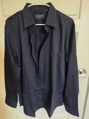 JVER Softbusiness Navy Men's Long Sleeve Dress Shirt Button Down Size Large NEW